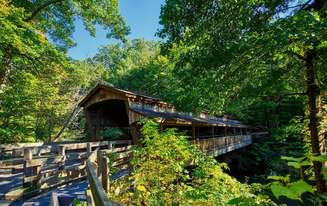 A covered bridge in Northeast Ohio in the Spring.